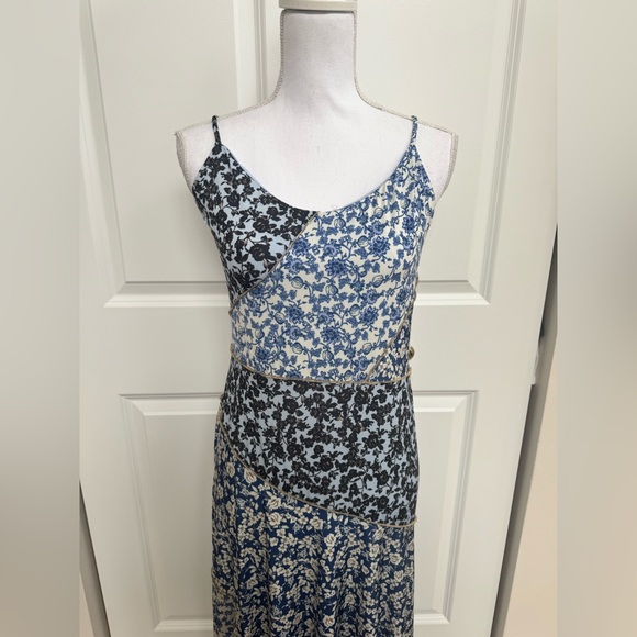 Mango - Asymmetrical Hem Patchwork Floral Maxi Dress (large) - Picture 3 of 5